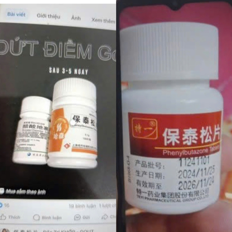 Sản phẩm chứa Phenylbutazone không rõ nguồn gốc. Ảnh: Chi Cục điều tra chống buôn lậu