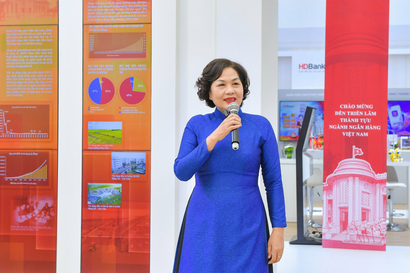 Thống đốc Ngân hàng Nhà nước Nguyễn Thị Hồng phát biểu tại sự kiện. Ảnh: SBV