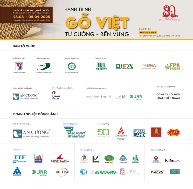 Các đơn vị, doanh nghiệp đồng hành cùng gian hàng ngành Gỗ tại triển lãm
