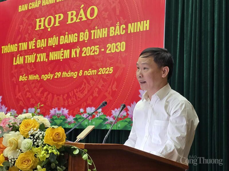 Ông Lê Minh Hoàng - Chánh văn phòng Tỉnh ủy báo cáo công tác chuẩn bị đại hội