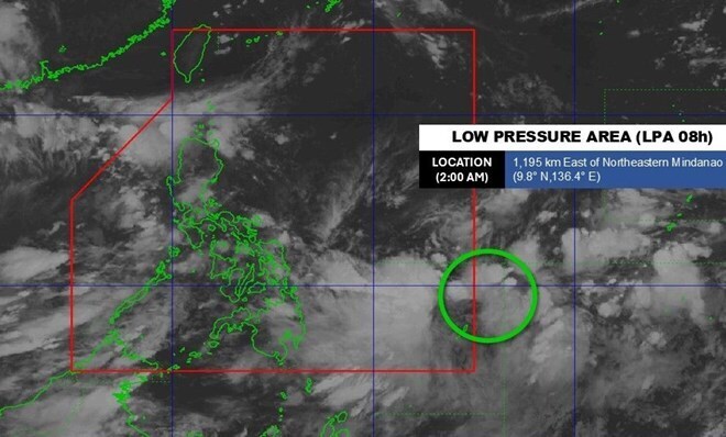 Vị trí tâm áp thấp mới sau bão số 6 hồi 2h ngày 30.8. Ảnh: PAGASA