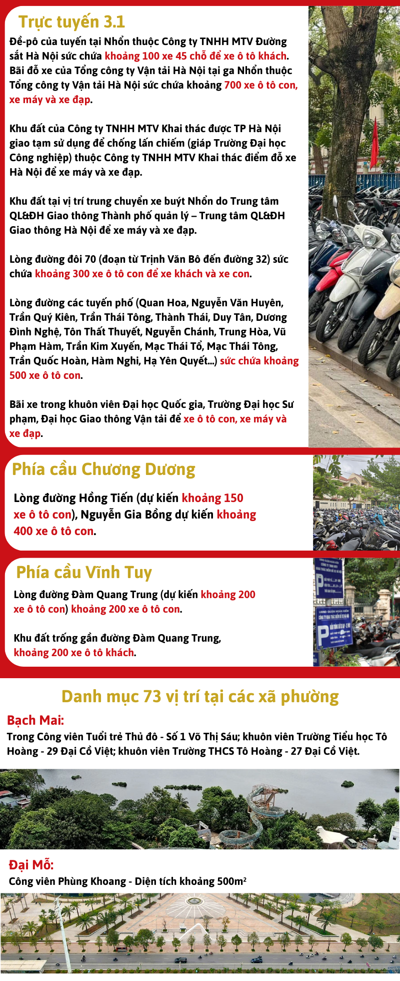Infographic |Danh sách các điểm gửi xe miễn phí khi xem diễu binh, diễu hành 2/9 - 2
