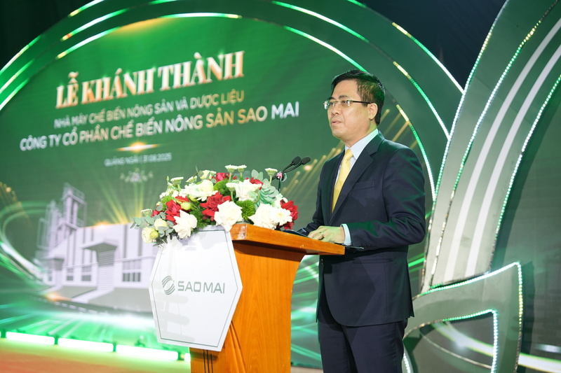 Đồng chí Nguyễn Hoàng Giang, Phó Bí thư Tỉnh ủy, Chủ tịch UBND tỉnh Quảng Ngãi phát biểu tại buổi lễ