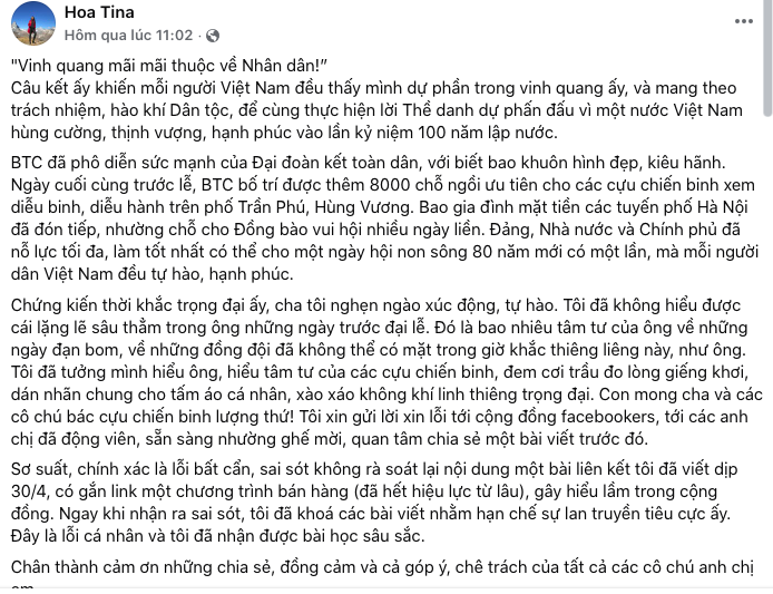 Bài viết nhận lỗi thu hút sự quan tâm của nhiều người. Ảnh chụp màn hình