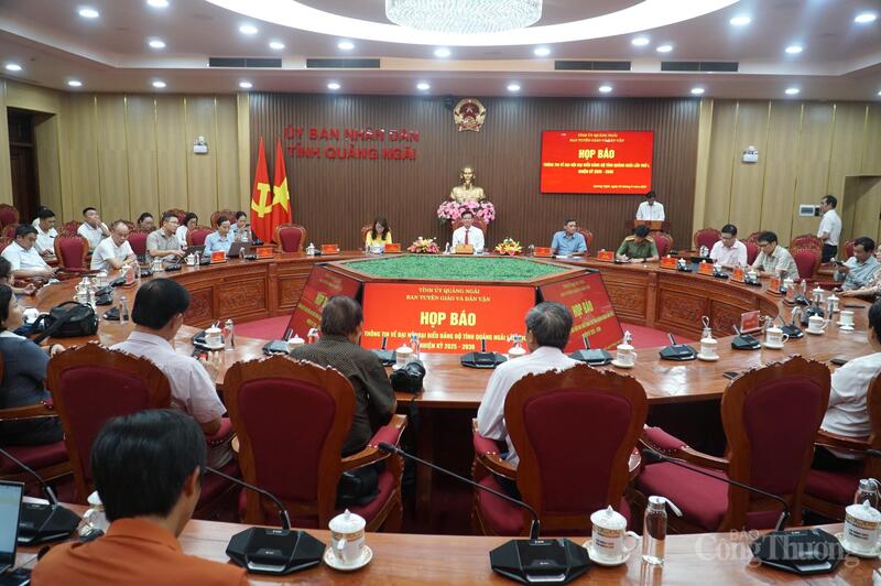 Tỉnh ủy Quảng Ngãi họp báo thông tin về Đại hội Đại biểu Đảng bộ tỉnh Quảng Ngãi lần thứ I, nhiệm kỳ 2025 - 2030.