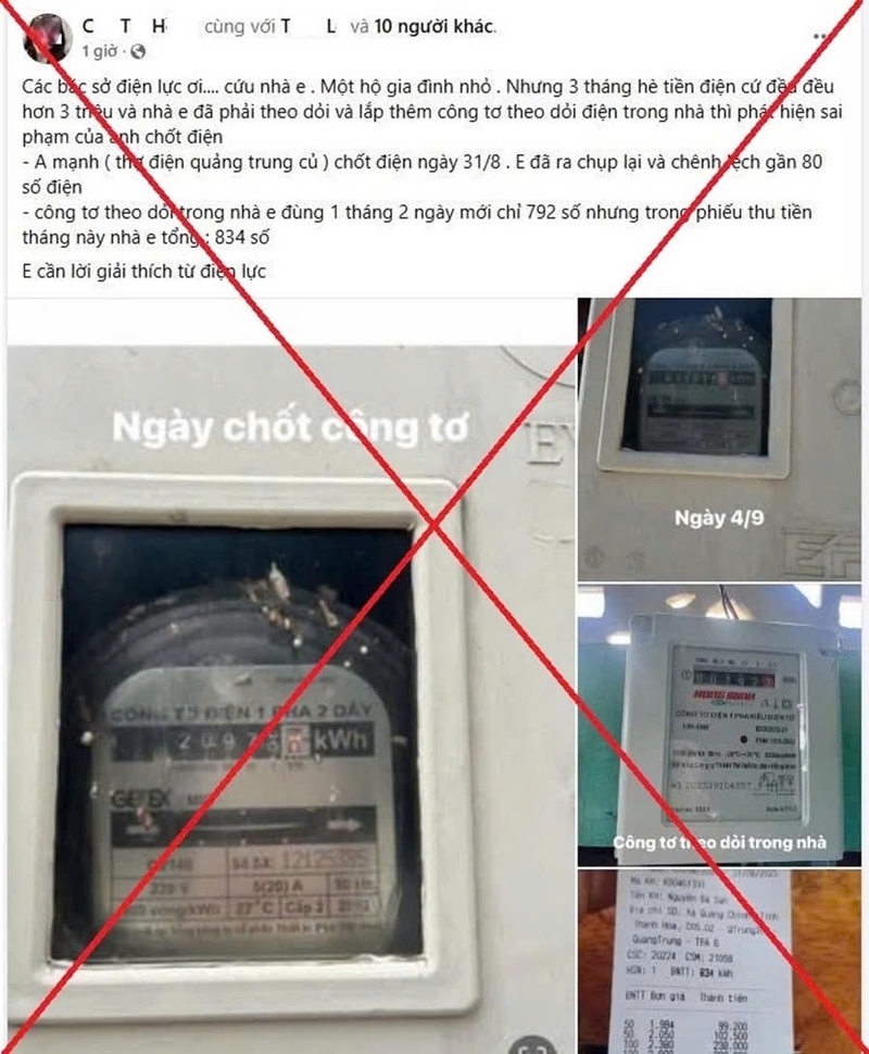 Công dân C.T.H đăng tải thông tin sai sự thật trên Facebook cá nhân (Ảnh chụp màn hình)