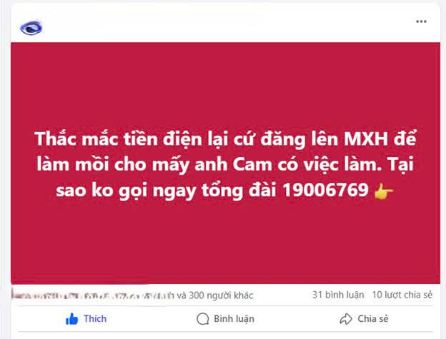 Mọi thắc mắc về hóa đơn, chỉ số công tơ cần được phản ánh theo tổng đài 19006769