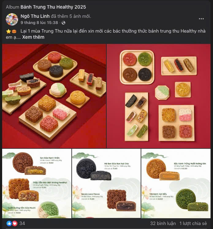 Bánh trung thu healthy chủ yếu được bán trên các chợ mạng. Ảnh chụp màn hình