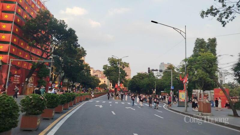 Hàng cây xanh được bố trí để phân tách làn đường.