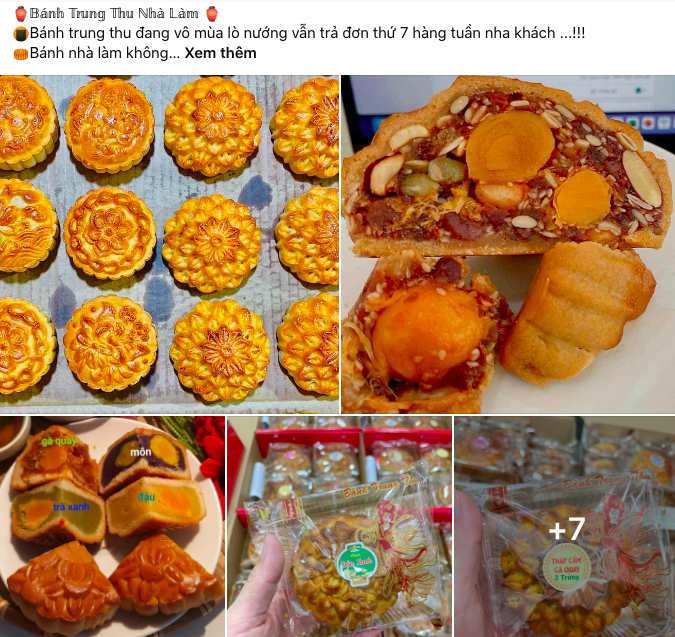 Bánh trung thu "nhà làm" sôi động trên chợ mạng. Ảnh chụp màn hình