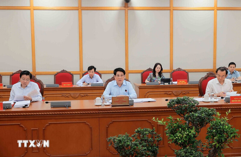 Chủ tịch nước Lương Cường chủ trì buổi làm việc của Tổ công tác số 1. Ảnh: An Đăng/TTXVN