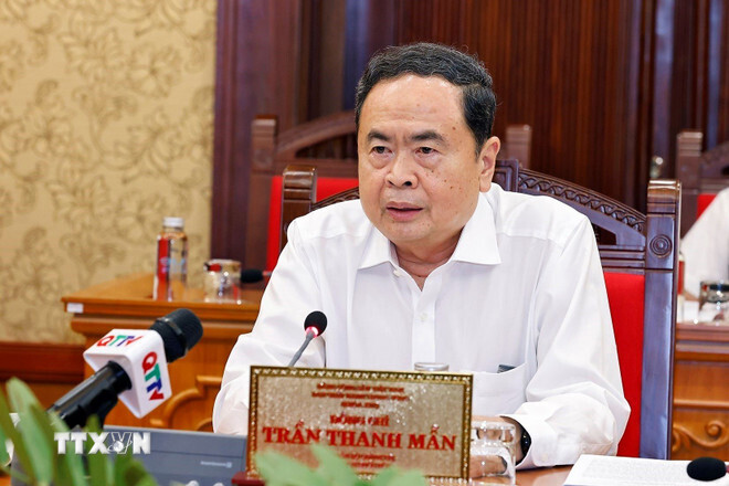 Chủ tịch Quốc hội Trần Thanh Mẫn phát biểu. Ảnh: Doãn Tấn/TTXVN