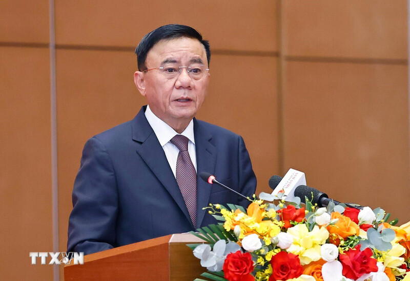 Đồng chí Trần Cẩm Tú, Ủy viên Bộ Chính trị, Thường trực Ban Bí thư thay mặt Lãnh đạo Đảng, Nhà nước phát biểu chỉ đạo. Ảnh: TTXVN