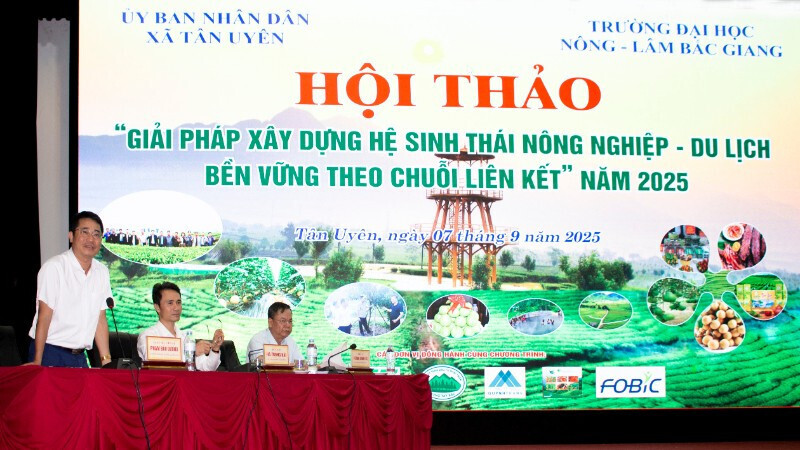 Hội thảo “Giải pháp xây dựng hệ sinh thái nông nghiệp - du lịch bền vững theo chuỗi liên kết” (Ảnh: Thái Thịnh)