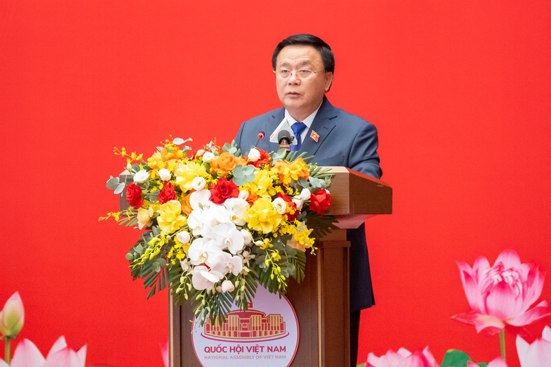 Ủy viên Bộ Chính trị, Giám đốc Học viện Chính trị quốc gia Hồ Chí Minh, Chủ tịch Hội đồng Lý luận Trung ương Nguyễn Xuân Thắng phát biểu tại Hội thảo