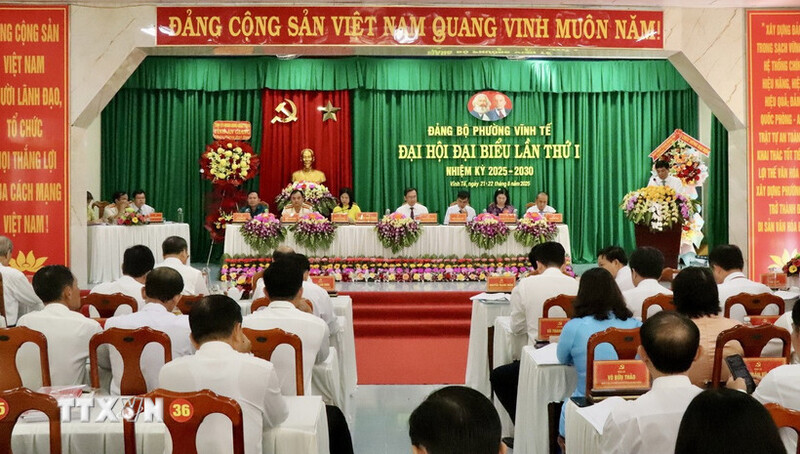 Đại hội đại biểu Đảng bộ phường Vĩnh Tế (An Giang) nhiệm kỳ 2025-2030. Ảnh minh họa: TTXVN
