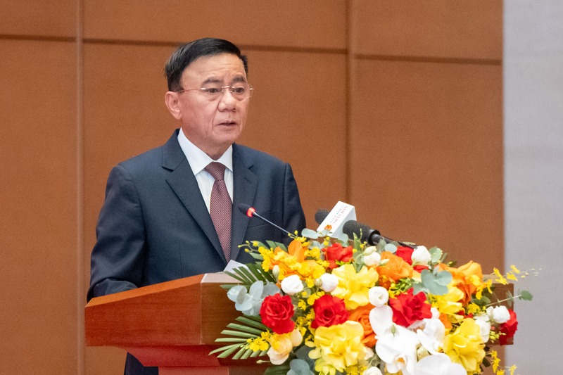 Ông Trần Cẩm Tú, Ủy viên Bộ Chính trị, Thường trực Ban Bí thư Trung ương Đảng phát biểu tại Hội thảo