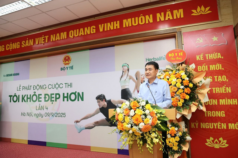 GS.TS Trần Thanh Dương - Viện trưởng Viện Dinh dưỡng Quốc gia, Chủ tịch Hội đồng Giám khảo cuộc thi 'Tôi khỏe đẹp hơn' lần thứ 4 phát biểu tại sự kiện
