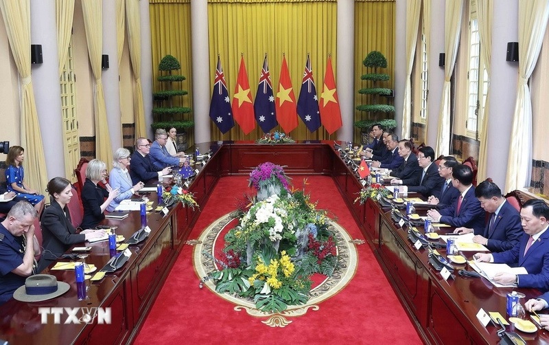 Chủ tịch nước Lương Cường và Toàn quyền Australia Sam Mostyn hội đàm. Ảnh: Lâm Khánh/TTXVN