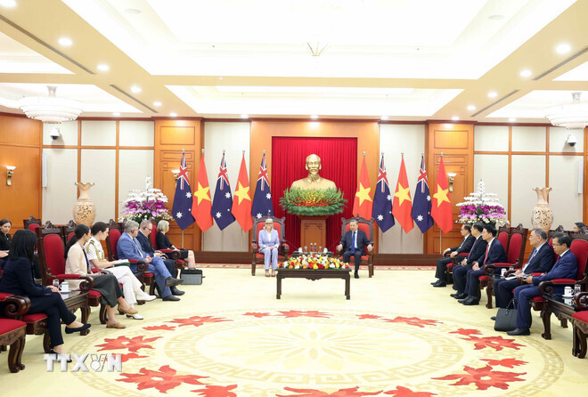 Toàn cảnh buổi tiếp. Ảnh: TTXVN