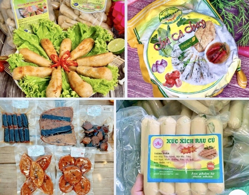 Các sản phẩm như xúc xích, cá hồ, đùi gà, chả cá chay cũng góp mặt, tạo thêm lựa chọn cho người tiêu dùng.