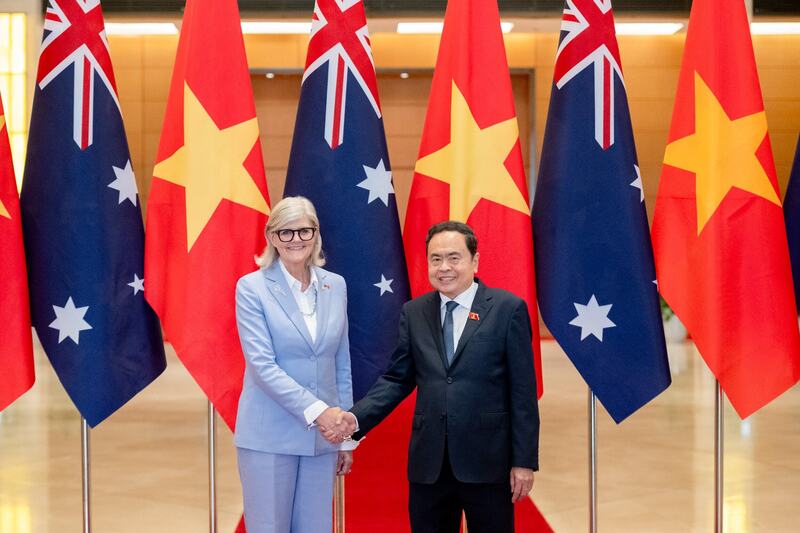 Chủ tịch Quốc hội Trần Thanh Mẫn và Toàn quyền Australia Sam Mostyn. Ảnh: Phạm Thắng