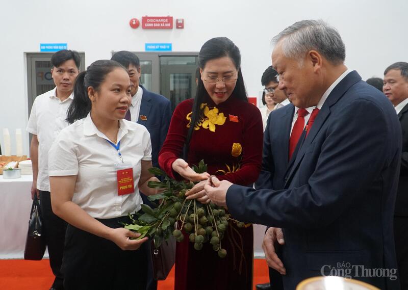 Trước khai mạc chính thức Đại hội, Phó Thủ tướng Thường trực Chính phủ Nguyễn Hòa Bình tham quan các gian hàng sản phẩm đặc trưng, tiêu biểu tỉnh Quảng Ngãi.