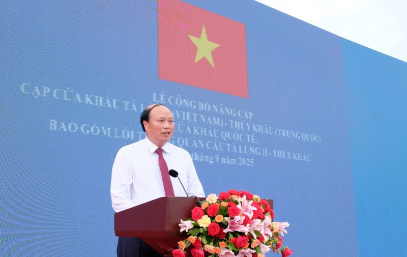 Ông Hoàng Văn Thạch, Phó Chủ tịch UBND tỉnh Cao Bằng phát biểu tại buổi lễ. Ảnh: Báo Cao Bằng