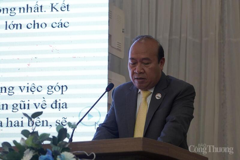 Ông Tith Rithipol, Phó Quốc vụ Khanh Bộ Thương mại Campuchia phát biểu tại Hội nghị. Ảnh: Nguyễn Ngọc