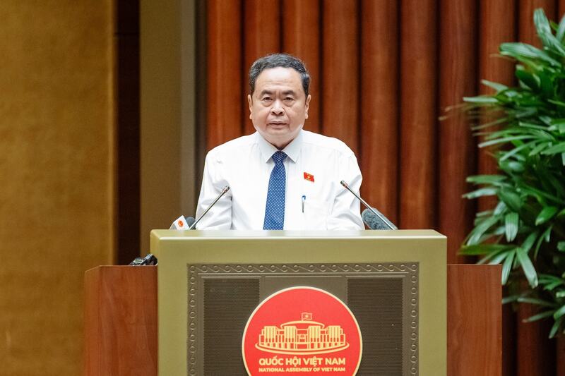 Bí thư Đảng ủy Quốc hội, Chủ tịch Quốc hội Trần Thanh Mẫn phát biểu khai mạc hội nghị. Ảnh: Phạm Thắng