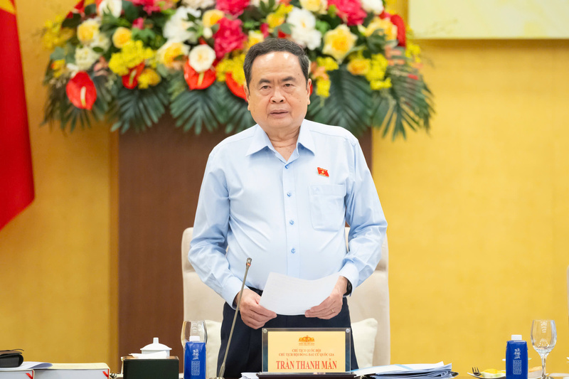Chủ tịch Quốc hội Trần Thanh Mẫn phát biểu tại phiên họp. Ảnh: VPQH