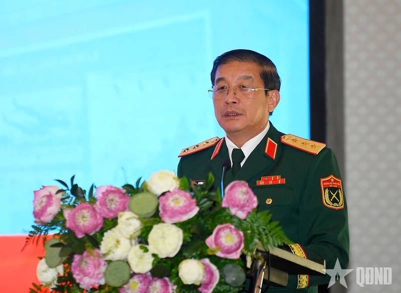 Thượng tướng Trương Thiên Tô phát biểu chỉ đạo hội nghị. Ảnh: QĐND