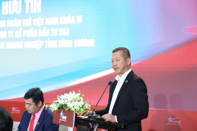 Ông Mai Hữu Tín, Chủ tịch Hội Doanh nhân Trẻ Việt Nam khoá IV, Chủ tịch HĐQT & CEO U&I Group phát biểu tại diễn đàn