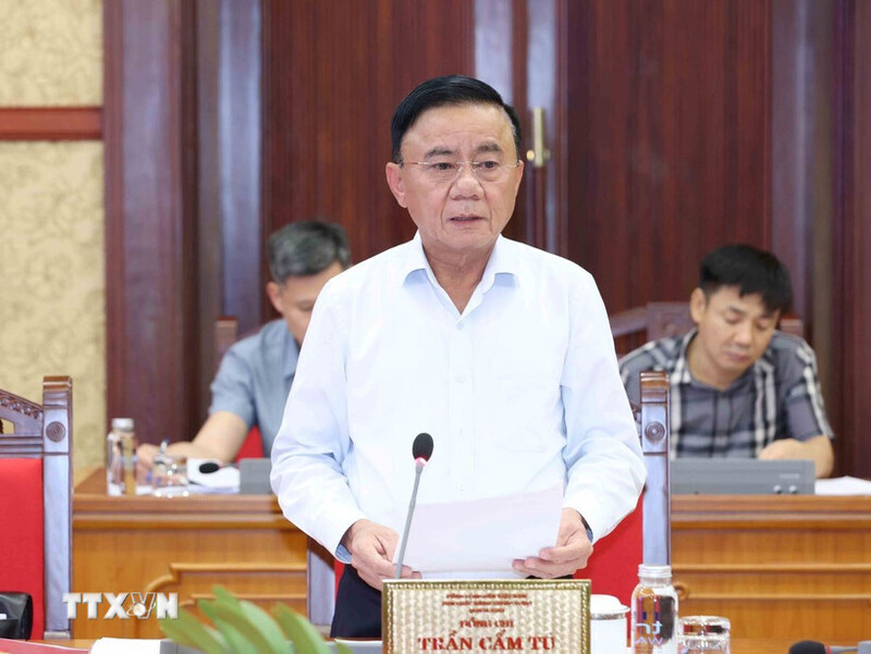 Đồng chí Trần Cẩm Tú, Ủy viên Bộ Chính trị, Thường trực Ban Bí thư, Trưởng Tiểu ban chủ trì phiên họp. Ảnh: TTXVN