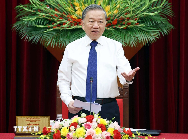 Tổng Bí thư Tô Lâm phát biểu tại buổi làm việc. Ảnh: TTXVN