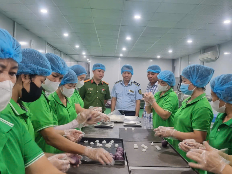 Lực lượng chức năng xã Sơn Đồng kiểm tra, tuyên truyền về an toàn thực phẩm tại Công ty CP thực phẩm sức khoẻ BAKER BAKING FOOD.