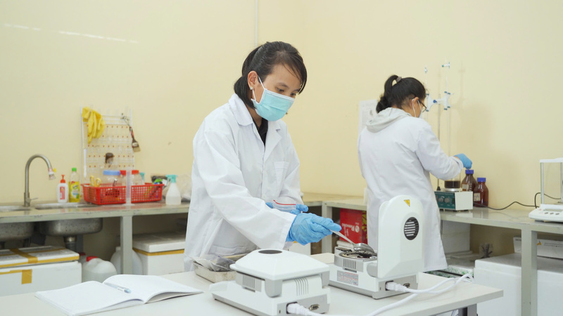 Kỹ thuật viên phân tích mẫu phân bón hữu cơ công nghệ CompoTower từ Hà Lan