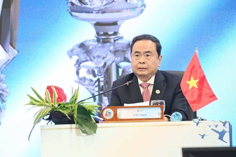 Chủ tịch Quốc hội Trần Thanh Mẫn phát biểu tại Phiên toàn thể thứ nhất của Đại hội đồng Liên Nghị viện các nước ASEAN lần thứ 46. Ảnh: Dương Dung