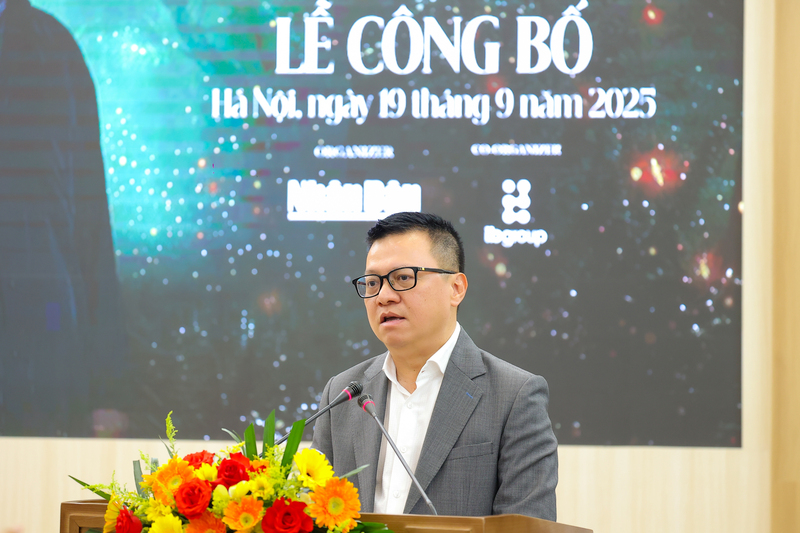Ông Lê Quốc Minh - Tổng Biên tập Báo Nhân Dân phát biểu tại buổi lễ. Ảnh: Báo Nhân Dân