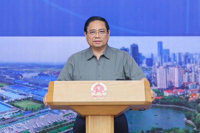 Thủ tướng Chính phủ Phạm Minh Chính, Chủ tịch Hội đồng điều phối vùng Đồng bằng sông Hồng, chủ trì Hội nghị lần thứ 6 của Hội đồng. Ảnh: VGP/Nhật Bắc