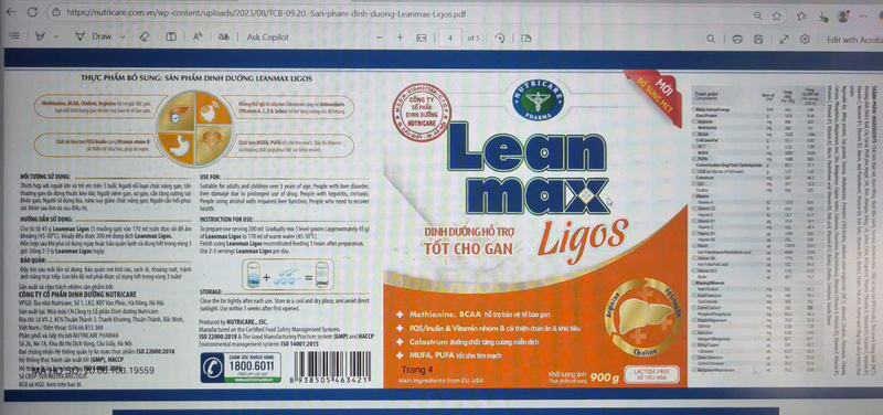 Bạn đọc cung cấp nội dung quảng cáo sản phẩm Leanmax Ligos trên một số website khác so với sản phẩm thực tế đang bán trên thị trường. Ảnh bạn đọc cung cấp