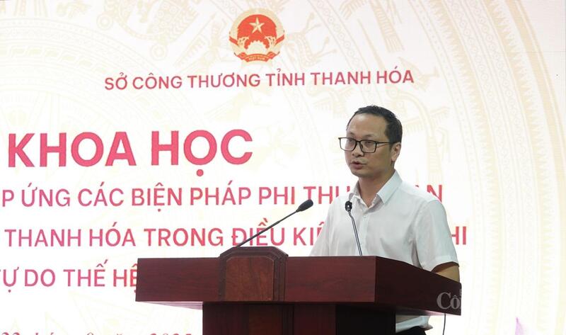 Ông Nguyễn Đức Toàn, Phó trưởng phòng Quản lý Xuất nhập khẩu, Sở Công Thương Thanh Hóa phát biểu tại sự kiện