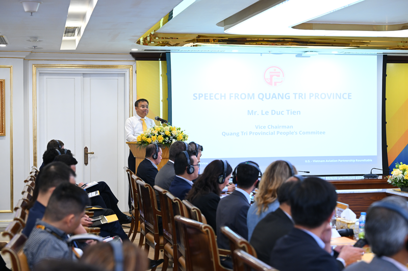 Phó Chủ tịch UBND tỉnh Quảng Trị Lê Đức Tiến phát biểu tại tọa đàm