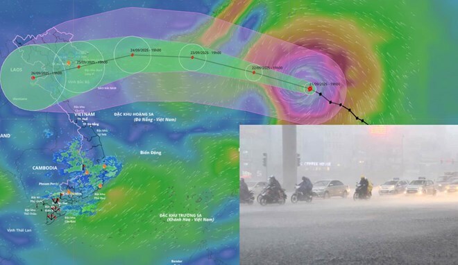 Dự báo, bão số 9 Ragasa có thể gây mưa lớn diện rộng ở Bắc Bộ và Bắc Trung Bộ từ ngày 25/9. Nguồn vị trí bão vào 21 giờ ngày 21/9: Hệ thống Giám sát thiên tai Việt Nam
