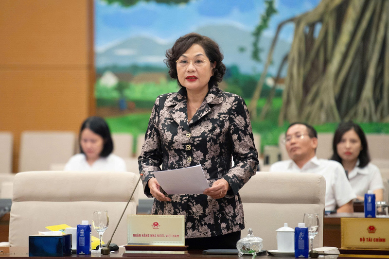 Thống đốc Ngân hàng Nhà nước Việt Nam Nguyễn Thị Hồng phát biểu tại phiên họp.