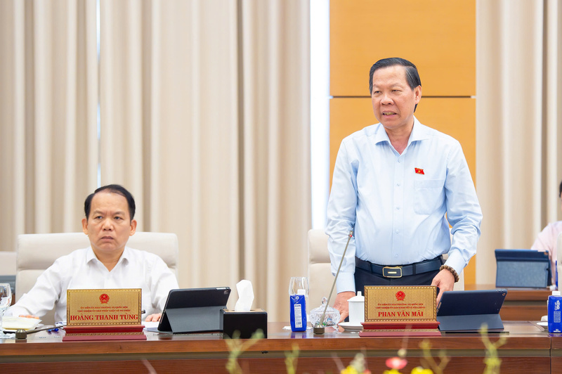 Chủ nhiệm Ủy ban Kinh tế và Tài chính Phan Văn Mãi phát biểu.