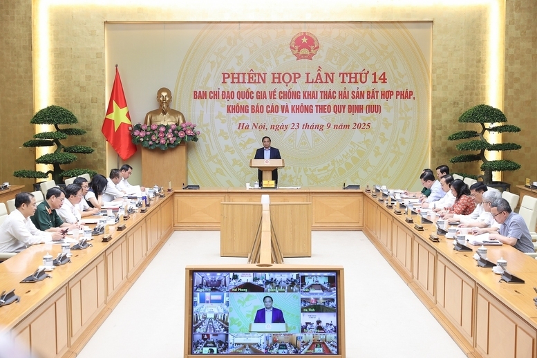 Thủ tướng Phạm Minh Chính nêu rõ yêu cầu phát triển ngành thủy sản bền vững, lâu dài, có tính chiến lược, góp phần phát triển đất nước, nâng cao đời sống vật chất và tinh thần của nhân dân. Ảnh: VGP/Nhật Bắc.