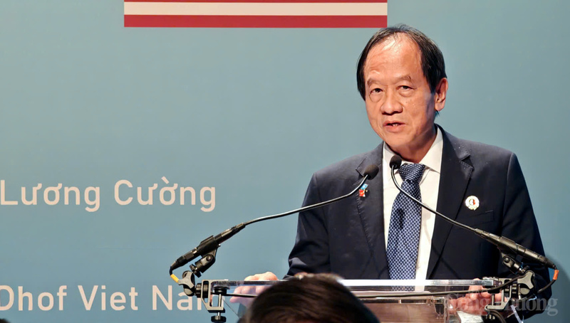 Đại diện phía Việt Nam phát biểu tại sự kiện Chủ tịch nước Lương Cường gặp mặt các cựu chiến binh Việt Nam - Hoa Kỳ.