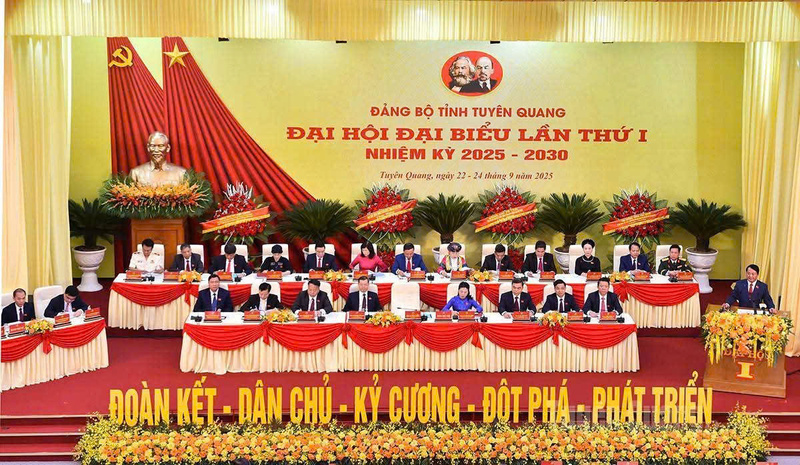 Đại hội đại biểu Đảng bộ tỉnh Tuyên Quang lần thứ I, nhiệm kỳ 2025 - 2030. Ảnh: Tuyên Quang online.