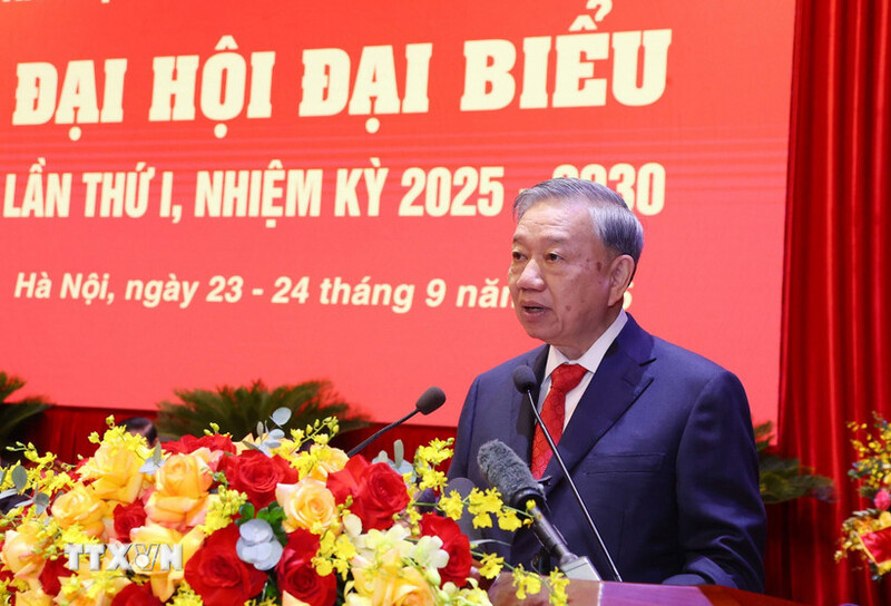 Tổng Bí thư Tô Lâm phát biểu chỉ đạo Đại hội. Ảnh: Văn Điệp/TTXVN.
